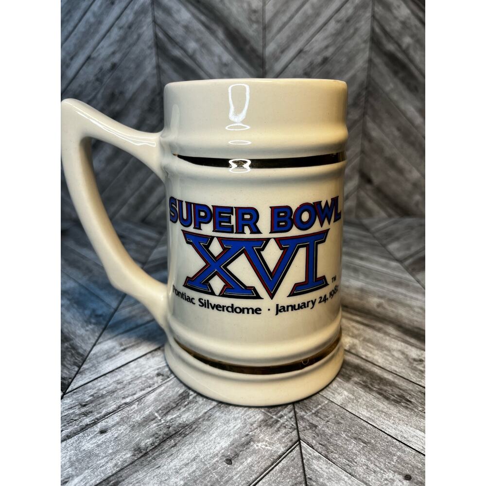 Super Bowl XVI Mug Stein NFL Official 1982 Lewis Bros Ceramics USA